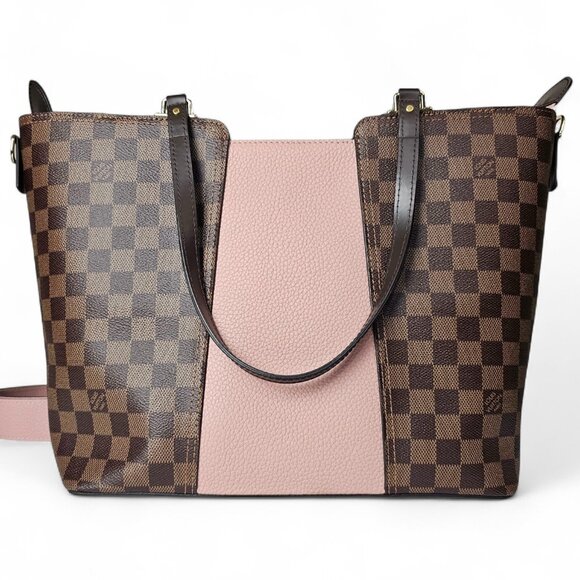 LOUIS VUITTON Damier Ebene Jersey Tote in Magnolia Shoulder Monogram Pink 2 Way - Picture 2 of 16